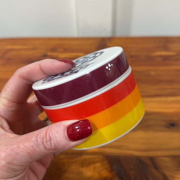 Vtg Walt Disney World Epcot Center Retro Ceramic Striped Trinket Box & Ashtray - Picture 6 of 8